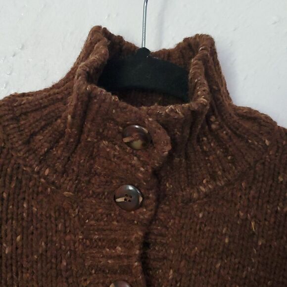 Peruvian Connection Alpaca Wool Blend Button Down Mock Neck Sweater in Brown - Picture 2 of 14